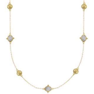 Station Necklace in Sterling Silver and 18K Gold Plate   24   Zales