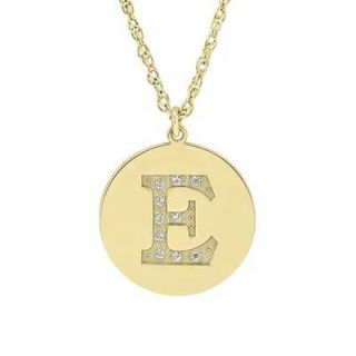 Cubic Zirconia Initial Disc Pendant in Sterling Silver with 14K Gold