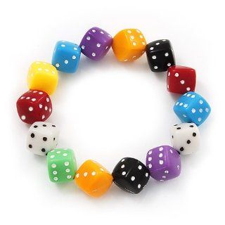 Multicoloured Acrylic 'Dice' Flex Bracelet   up to 20cm Length Jewelry
