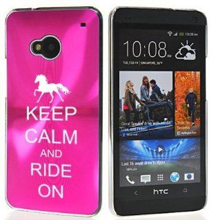 Hot Pink HTC One M7 Sprint AT&T T Mobile Aluminum Plated Hard Back Case Cover 7M673 Keep Calm and Ride On Horse Cell Phones & Accessories
