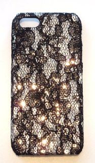 Designer Silver Sequin Lace Phone Cover Back Case for Apple iPhone 5 5S At&t T mobile Sprint Verizon Cell Phones & Accessories