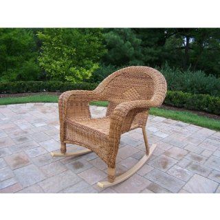 Oakland Living Resin Wicker Rocker, Natural, Pack of 2  Patio Rocking Chairs  Patio, Lawn & Garden