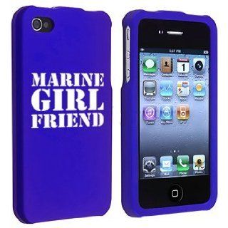 Apple iPhone 4 4S Blue Rubber Hard Case Snap on 2 piece Marine Girlfriend Cell Phones & Accessories