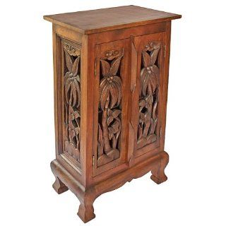 Exp 32 Inch Handmade Coconut Palm Storage Cabinet/End Table, Dark Brown   Free Standing Cabinets