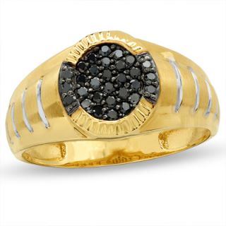 Mens 1/3 CT. T.W. Enhanced Black Diamond Cluster Ring in 10K Gold