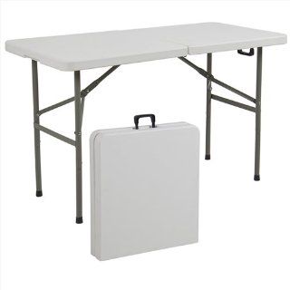 4' Multipurpose Utility Center Fold Folding Table w/ Carrying Handle   White Granite Top Color w/ Gray Frame  Folding Patio Tables  Patio, Lawn & Garden