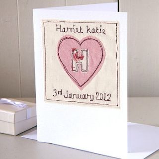 personalised embroidered heart card by milly and pip