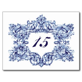 Ornate Blue Vintage Frame Table Numbers Postcards