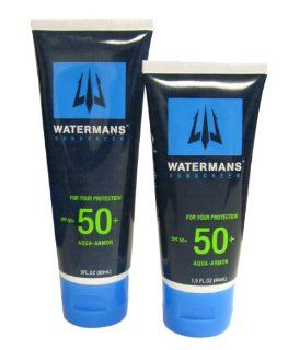Watermans SPF 50+ Aqua Armor Waterproof Quality Sunscreen Available in 1.5 ounce OR 3 ounce (3.0 fl oz)  Sport Sunscreens  Beauty