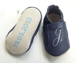 personalised baby shoe with birth details by born bespoke