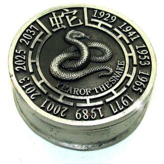 Objet d'art Release No.494 "Year of the Snake" Handmade Metal Chinese Horoscope Jeweled Trinket Box   Decorative Boxes