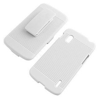 Rubberized Hard Shell Case w/ Holster for LG Nexus 4 E960, White Cell Phones & Accessories