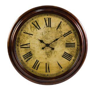 26" Raleigh Antique Style World Map Roman Numeral Wall Clock  