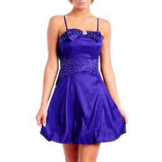 Luxury Divas Purple Seed Bead Trimmed Cocktail Dress With Bow Moa Moa Tops