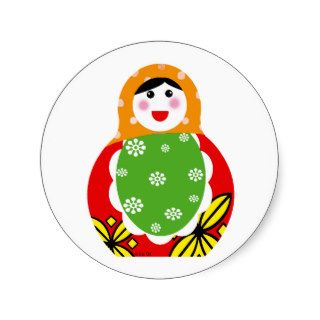 Russian nesting doll round stickers