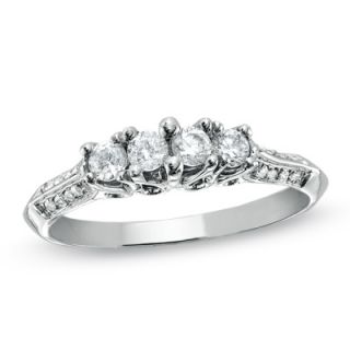 CT. T.W. Diamond Cluster Four Stone Ring in 10K White Gold   Zales