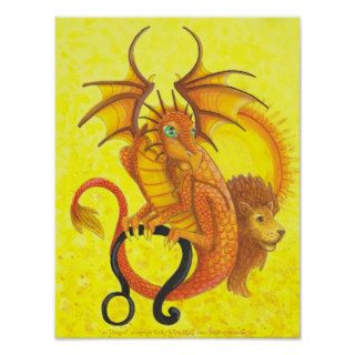Leo Dragon zodiac sign astrology fantasy art Posters