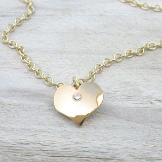 handmade 18ct gold heart pendant with diamond by lilia nash jewellery