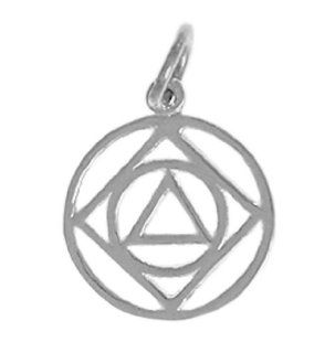 AA & NA Anonymous Symbol Pendant, #503 16, Sterling Silver, Circle with Dual Symbol Jewelry