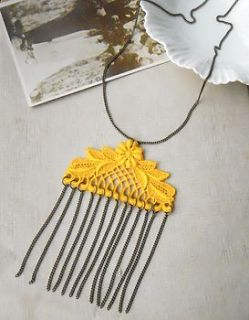 fringed lace necklace by la belle et la bete