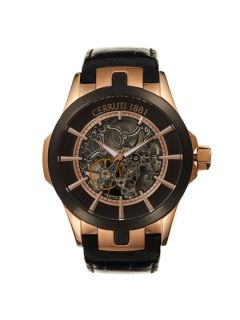 Openface Rose Gold and Black Watch by Cerruti