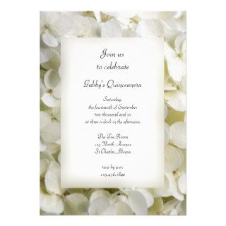 White Hydrangea Quinceanera Party Invitation