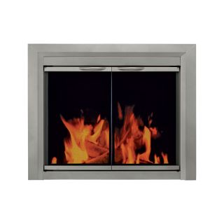 Pleasant Hearth Colby Fireplace Glass Door — For Masonry Fireplaces, Medium, Satin Nickel, Model CB-3301  Fireplace Doors