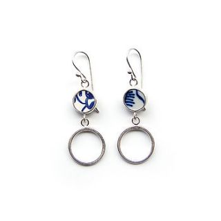 silver and pottery shard hoop earrings by tania covo