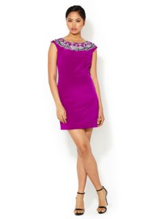 Beaded Neckline Cap Sleeve Dress by Notte By Marchesa