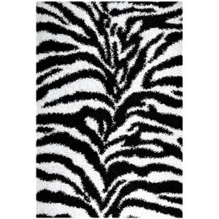 Ultimate Shaggy Grey/Ivory Animal Print Zebra Rug