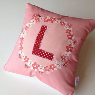 girl's personalised letter cushion by halfpinthome