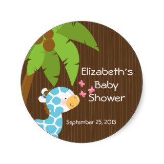 Cute Safari Giraffe Boy Baby Shower Stickers