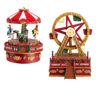 Mr. Christmas Set of 2 Animated Carousel and Ferris Wheel —