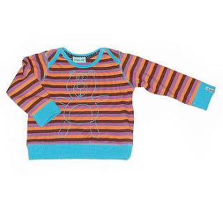 funky stripes top with alf bear linear print by award winning lilly + sid