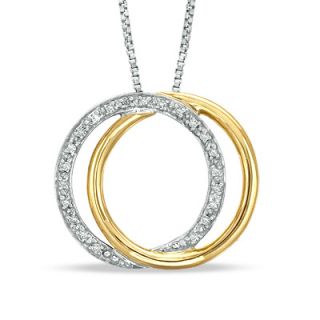 10 CT. T.W. Diamond Interlocking Circle Pendant in Sterling Silver