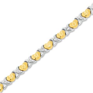 10K Two Tone Gold MOM Heart and X Stampato Bracelet   Zales