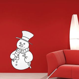 colour in christmas snowman wall stickers by the binary box