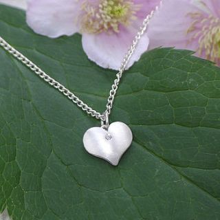 silver heart pendant with diamond by lilia nash jewellery