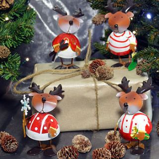 four wobbling reindeer christmas decorations by pippins gift company