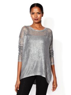 Metallic Foil Mesh Sweater by Velvet