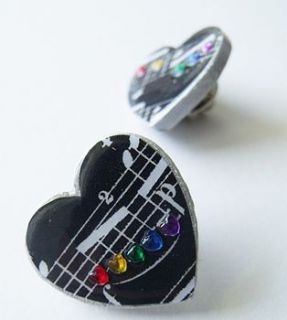 black heart brooch with rainbow rhinestones by matin lapin