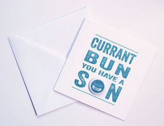 'currant bun' baby boy card by hello geronimo