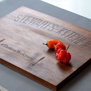 personalised solid wood chopping board by clouds and currents