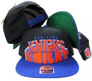 New York Knicks Black/Blue Big Logo Snapback Adjustable Plastic Snap Back Hat / Cap Clothing
