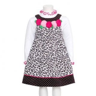 Bonnie Jean Girls Leopard Print Rose Flower Jumper Dress Set, Black / White, 4T  Infant And Toddler Dresses  Baby