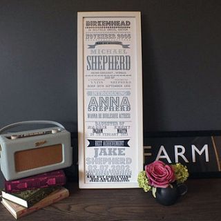 music hall personalised family tree print by that lovely shop