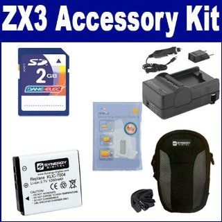 Kodak PlaySport Zx3 Digital Camera Accessory Kit includes SDC 22 Case, ZELCKSG Care & Cleaning, SDKLIC7004 Battery, PT27 Charger, KSD2GB Memory Card  Camera & Photo