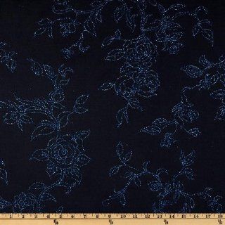 56'' Wide Chiffon Knit Floral Navy Fabric By The Yard