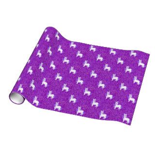 Cute Kawaii Unicorn on Purple Glitter Pattern Gift Wrap Paper
