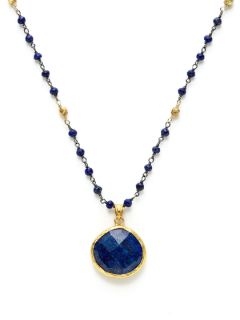 Blue Lapis & Bali Bead Pendant Necklace by Mary Louise Designs